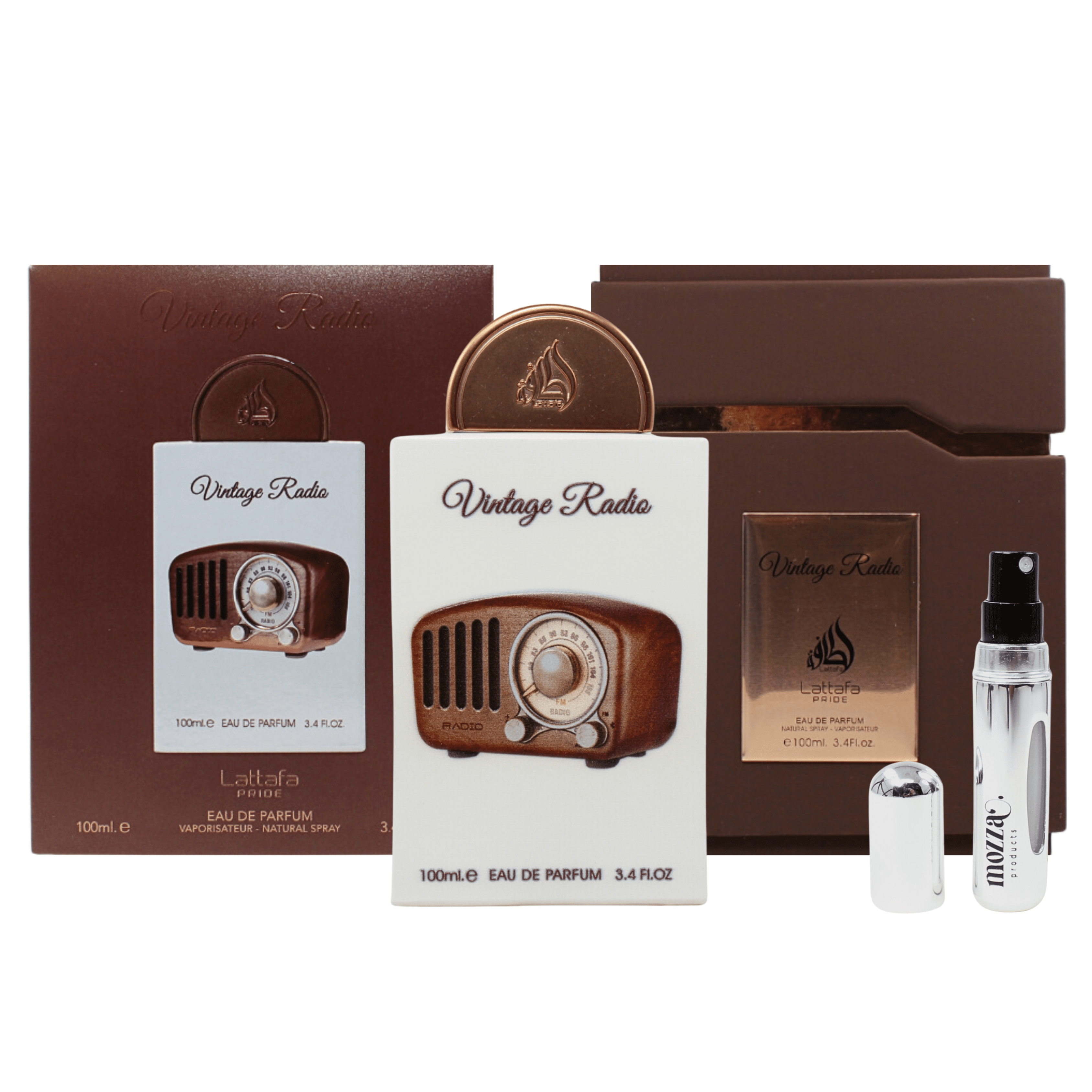Lattafa Pride Vintage Radio 3.4 Oz EDP Unisex and Mozza Atomizer