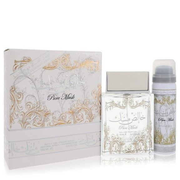 Lattafa Pure Musk , 2 Pc Gift Set 3.4oz EDP Spray, 1.7oz Perfumed Spray