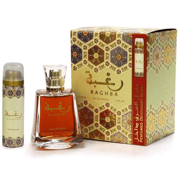 Lattafa Raghba EDP Spray 3.4 oz / 100 ml & Deodorant 1.6 oz for Unisex