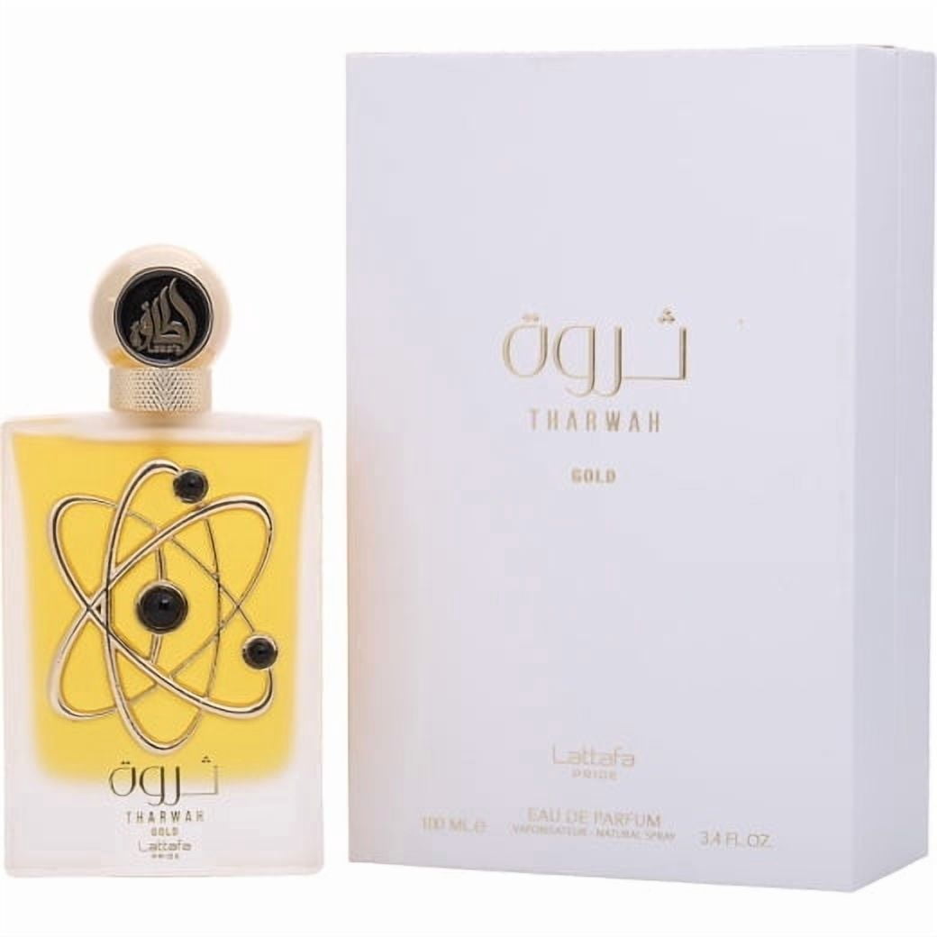 Lattafa Tharwah Gold EDP Spray, 3.4 oz Amber Floral Unisex Perfume