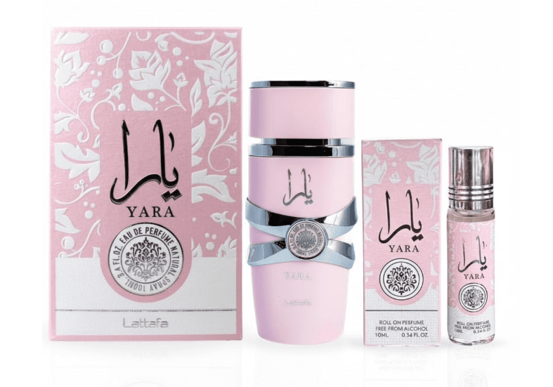 Lattafa Yara 2-piece Fragrance Bundle for Women (3.4 Oz Eau de Parfum Spray + 0.34 Oz Concentrated Perfume Oil)