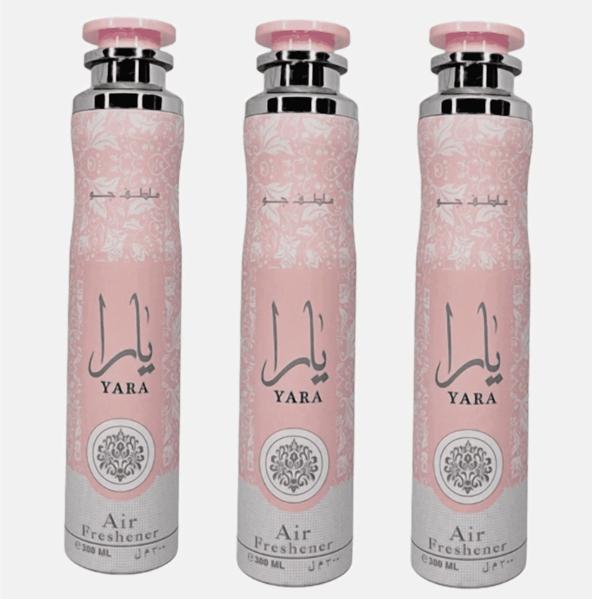Lattafa Yara Air Freshener Pack of 3 – 10.1 oz Each | Long Lasting Floral & Fruity Arabian Room Spray