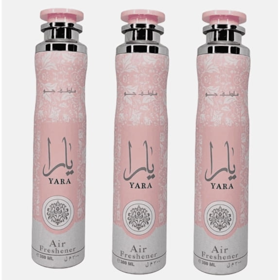 Lattafa Yara Air Freshener Pack of 3  10.1 oz Each | Long Lasting Floral & Fruity Arabian Room Spray