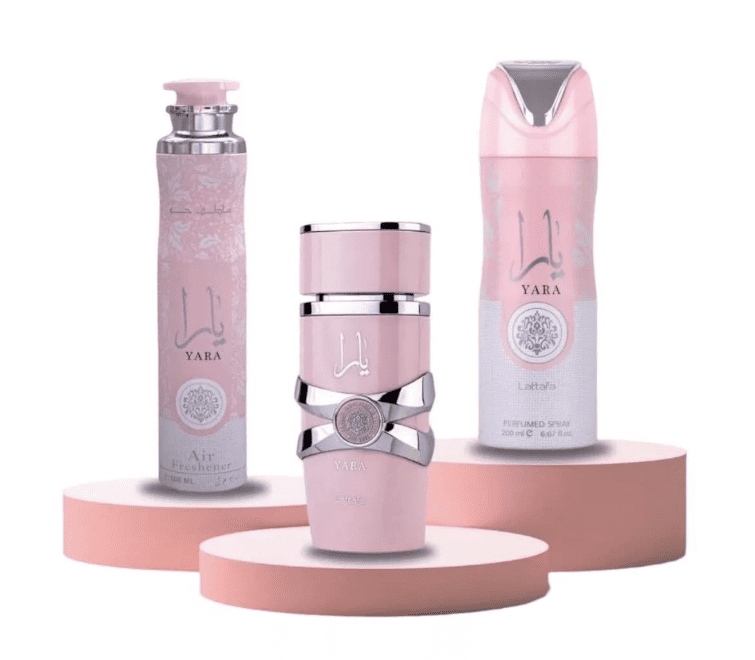 Lattafa Yara Bundle – Eau De Parfum 100ml + Perfumed Body Spray 200ml + Air Freshener 300ml | Long-Lasting Floral Vanilla Scent for Women | Complete Fragrance Set
