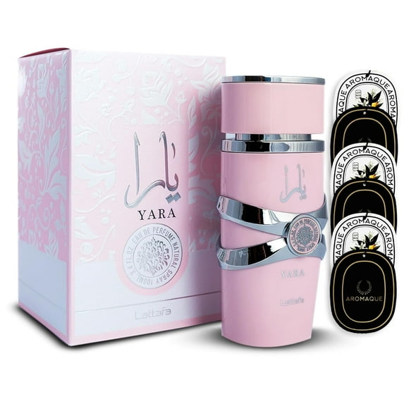 Lattafa Yara Perfume Bundle: Eau De Parfum for Women 3.4oz + 6 Scented Cards, Vanilla Fragrance