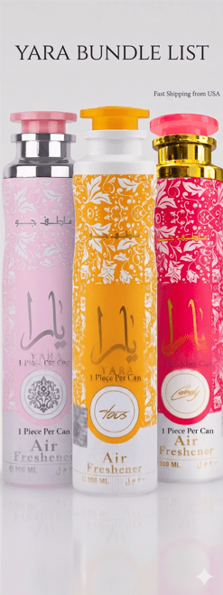 Lattafa Yara Pink + Candy + Tous 300ml (10.1oz) – 3 Pack Scented Home Refresh Set, Long Lasting Air Care for Daily Use