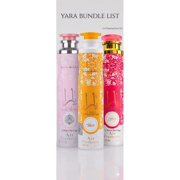 Lattafa Yara Pink + Candy + Tous 300ml (10.1oz) 3 Pack Scented Home Refresh Set, Long Lasting Air Care for Daily Use