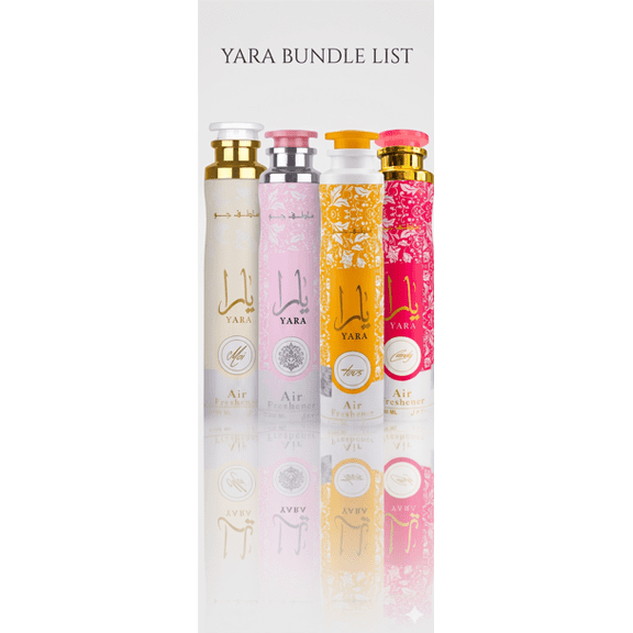 Lattafa Yara Pink, Candy, Tous & Moi Air Freshener 300ml (10.1oz) 4 Pack Home Fragrance Spray Set