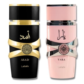 Lattafa for Women 2 Piece Eau de Parfum Gift Set Yara + Asad 3.4 oz/100 ml Each