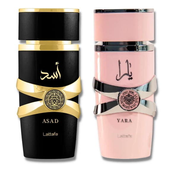 Lattafa for Women 2 Piece Eau de Parfum Gift Set Yara + Asad 3.4 oz/100 ml Each