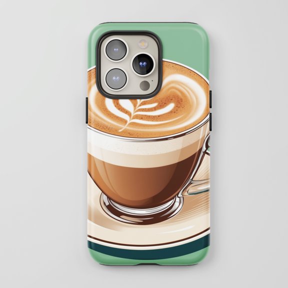 Latte Art Coffee For All iPhone Series Protective Phone Case Cafe Theme Mint Green