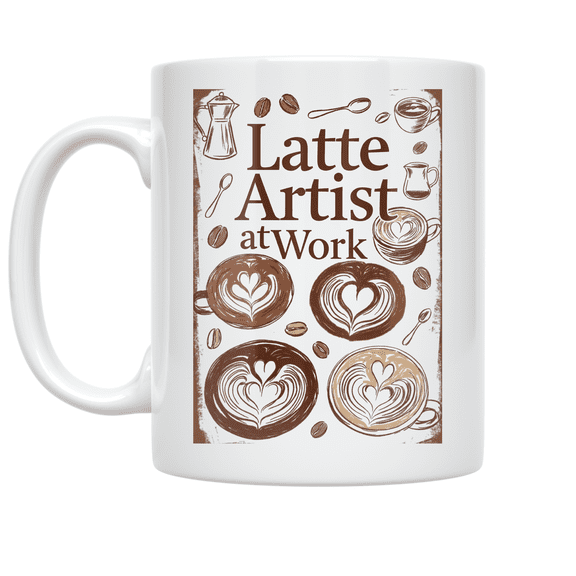 Latte Art Design - Barista Hobbyist - 11 oz Ceramic Coffee Mug
