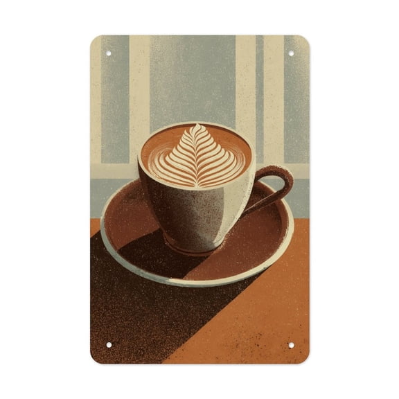 Latte_Art Vertical Tin Sign - Rust-Resistant Tinplate - Indoor & Outdoor