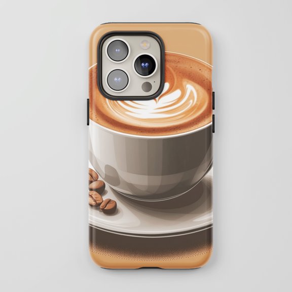 Latte Coffee Cup For All iPhone Series Tough Phone Case Cafe Themed Brown Beige