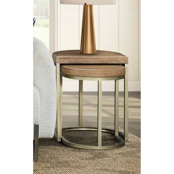 Latte - Colored Nesting Tables | Space - Efficient in Office | Elm Veneer & Metal Base Design | Fix Space Limitations
