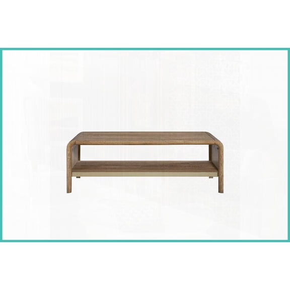 Latte Elm Veneer Waterfall Coffee Table - Softer Modern Design with Metal Accents, Perfect for Living Room