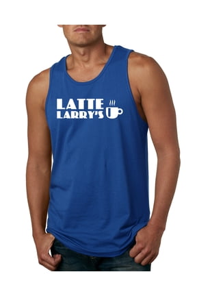 Latte Larry's California Coffee Shop Logo Pop Culture Graphic Tank Top, Royal, X-Large