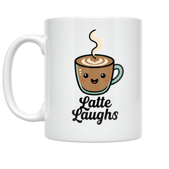 Latte Laughs Playful Design - Coffee Lover - 11 oz Ceramic Coffee Mug