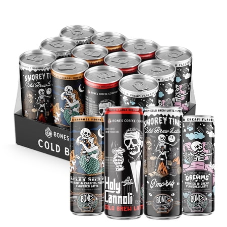 Bones Coffee Company Four Flavor Latte Lineup Variety Pack 3.0, 12-Pack