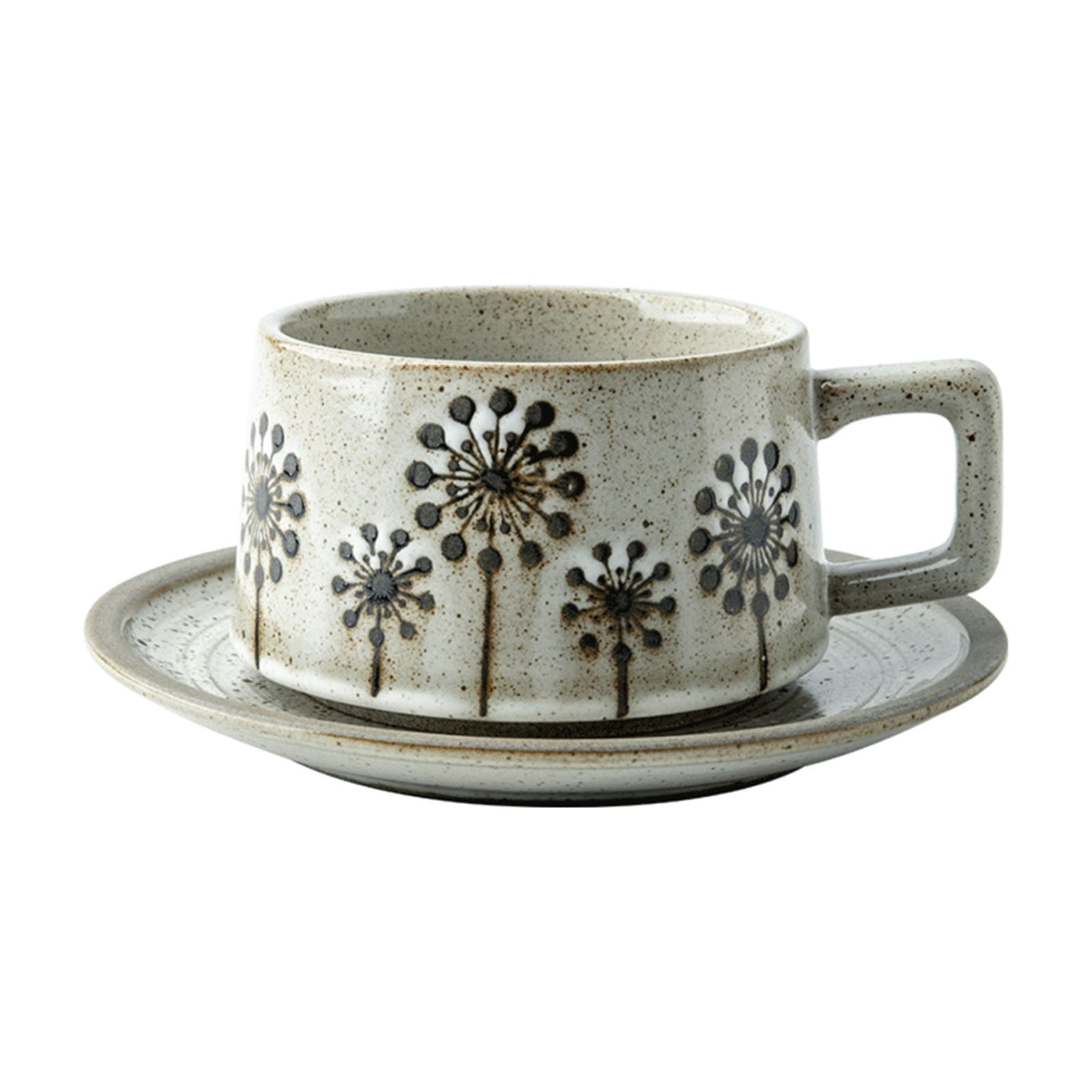 Latte Mug 250ML Coarse Ceramic Coffee Cup And Saucer Set Retro ...
