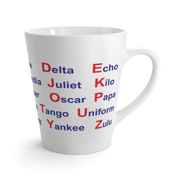Latte Mug NATO Phonetic Alphabet