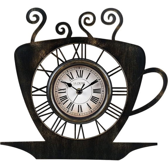 La Crosse Clock 13-Inch Latte Mug Quartz Analog Wall Clock, 404-3833B