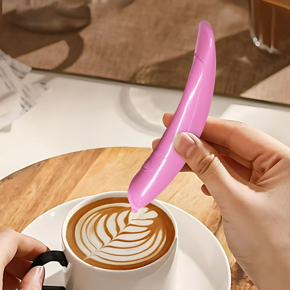 Latte Pen, Electric Coffee Pen Spice Pen for Latte & Food DIY, Works with Cinnamon/Salt/White sugar/Fine Coffee Grinds,Powered by Battery (Purple)