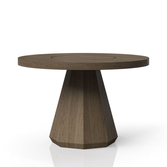 Latte Round Dining Table 54" - Elm Veneer Pedestal Base, Modern Design, Light Brown Finish, Perfect for Kitchens & Dining Rooms. Solid Wood & MDF.