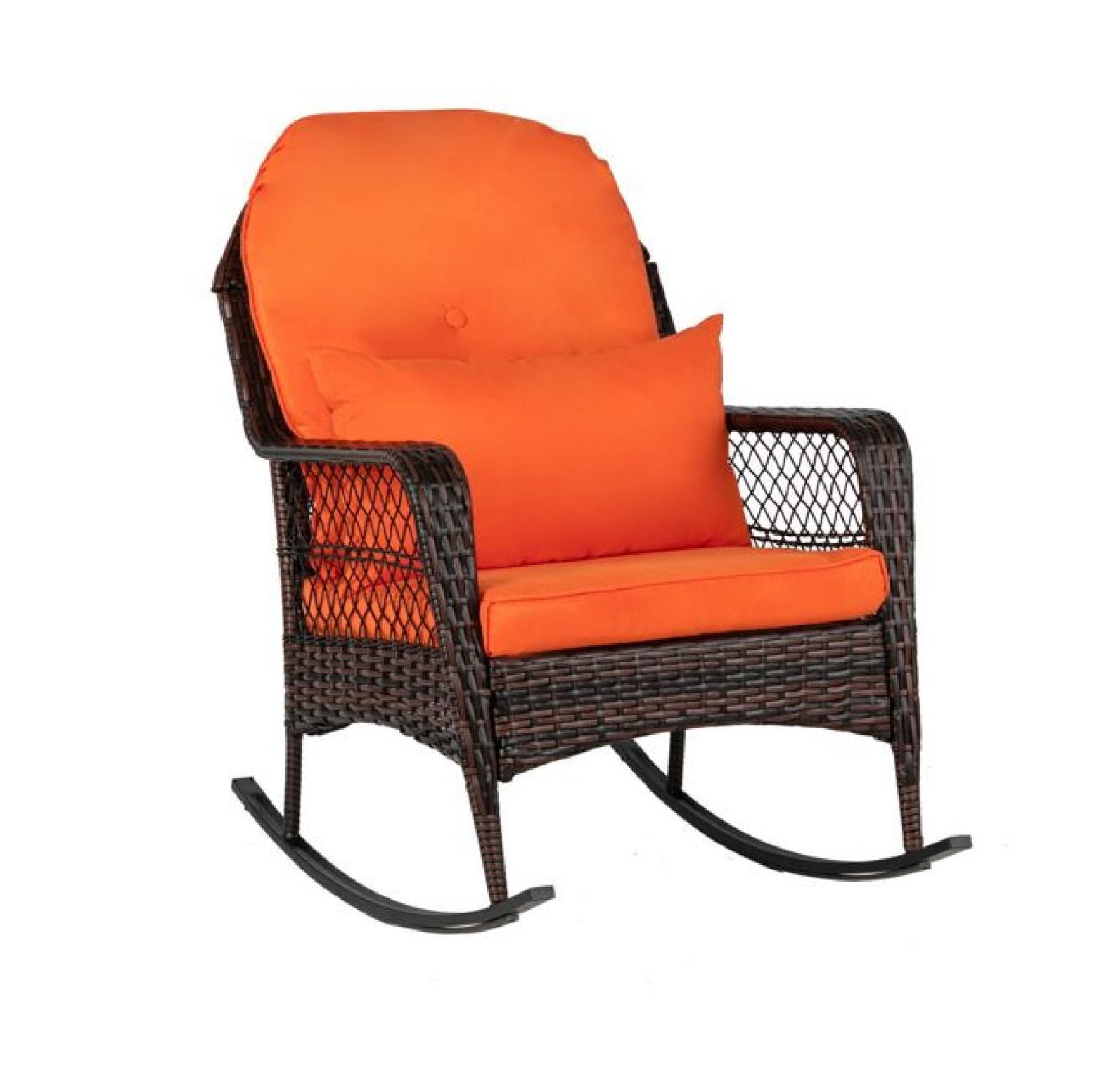 Single Rocking Chair Latte Woven Single Rocking Chair Brown Gradient as picture - Walmart.com