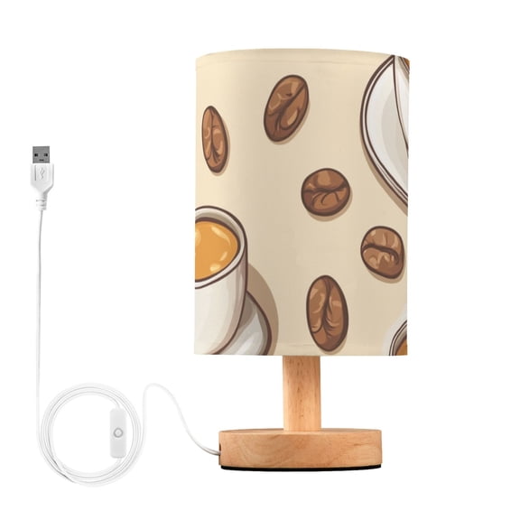 Latte and Coffee Beans Table Lamp for Desk Nightstand Lamp with USB Modern Gifts for Bedroom Living Room Kids Room