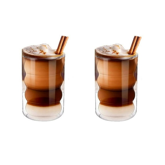 Latte macchiato glass, double layer, 350 ml, set of 2, heat-resistant glass made of borosilicate glass