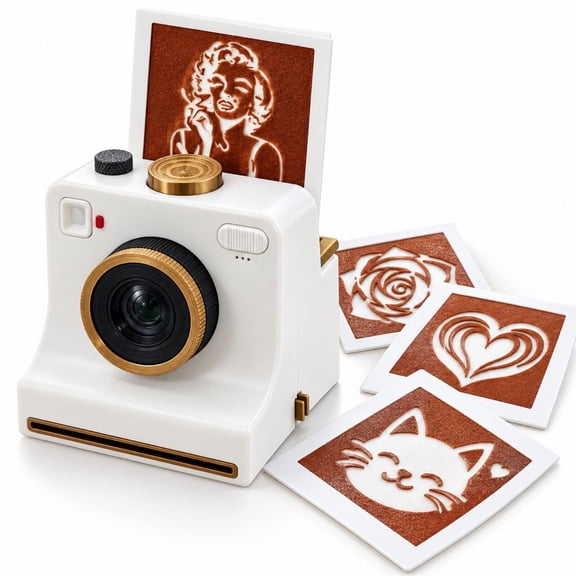 LatteShot One-Click Coffee Art Camera, Coffee Printer Latte Art, 3D Coffee Art Printer with Reusable Stencil Cards for Cappuccino