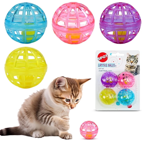 Lattice Balls with Jingle Bells for Cats, 4 Count