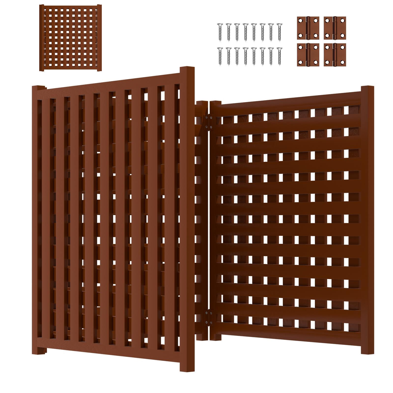 Lattice Brown 3-Panel Privacy Screen, Solid Wood Decorative Fences, Weather Resistant Air Conditioner Fence, Trash Can Enclosure, Spliced Ac Unit Fence for Patio Garden Flower Bed Animal Barrier