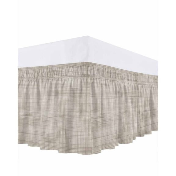 Lattice Cotton Bed Skirt Texture Bed Skirts Queen Size 18 Inch Drop, Wrap Around Dust Ruffle&nbsp;Bedskirt with Adjustable Elastic Belt for Queen Size Beds