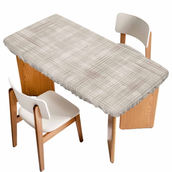 Lattice Cotton Fitted Rectangle Tablecloth 24" x 50" Texture Elastic Table Cloth Fits for 4 Foot Folding Tables Waterproof Table Cover for Picnic Camping Outdoor