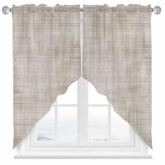Lattice Cotton Swag Valances for Windows 2 Pack Texture Swag Kitchen Curtains 36 Inches Long Rod Pocket Short Window Treatment for Kitchen Bathroom 28"x36"