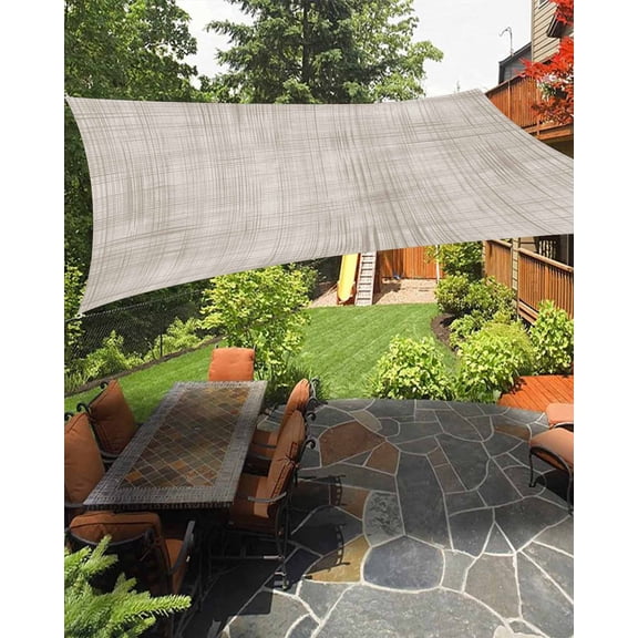 Lattice Cotton Waterproof Sun Shade Sail Texture Outdoor Patio Sun Shades Canopy UV Block Waterproof Sunshade for Garden Backyard Deck Pergola 8x10 Ft