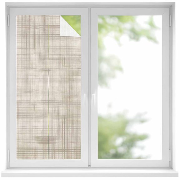 Lattice Cotton Window Privacy Film Texture Decorative Glass Window Film UV Blocking Static Cling Non-Adhesive Sticker Covering for Home Door 19.6 x 39.3 inches