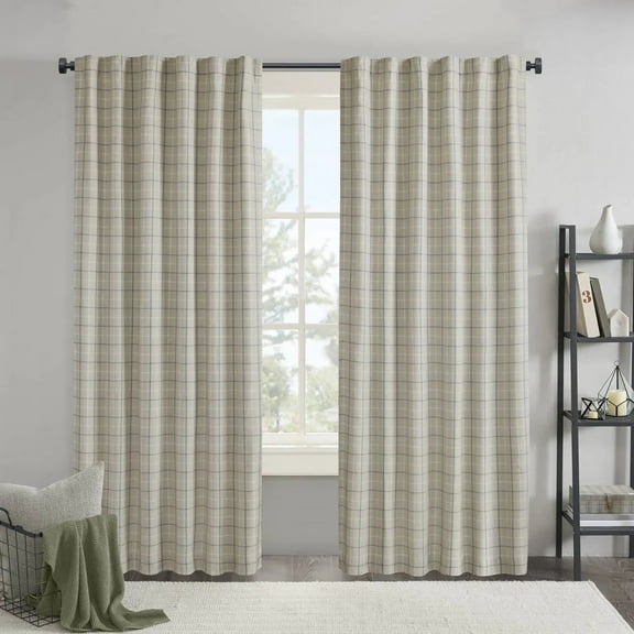 Lattice Curtain Rod Pocket and Back Pull Curtain Fabric with Fleece Lining, 50x84 Inch (Only 1 Pc Panel)