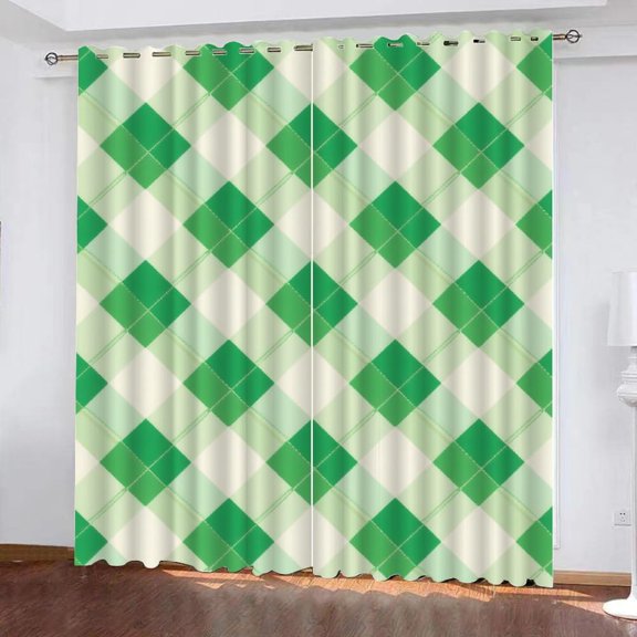 Lattice Curtains Geometric Curtains, Classic Lattice Style Window Curtains, Modern Design Home Decor Drapes 2 Panel Sets, Black Out Curtain-42"W x 45"L (Pack of 2)