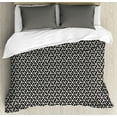 thumbnail image 1 of Lattice Duvet Cover Set Queen Size, Simplistic Striped Leaf Motifs in Vertical and Diagonal Directions, 3 Piece Bedding Set with 2 Pillow Shams, Charcoal Grey and Eggshell, by Ambesonne, 1 of 3
