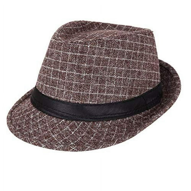 Lattice Felt Fedora Hat Vintage Style Casual Jazz Cap for Men…