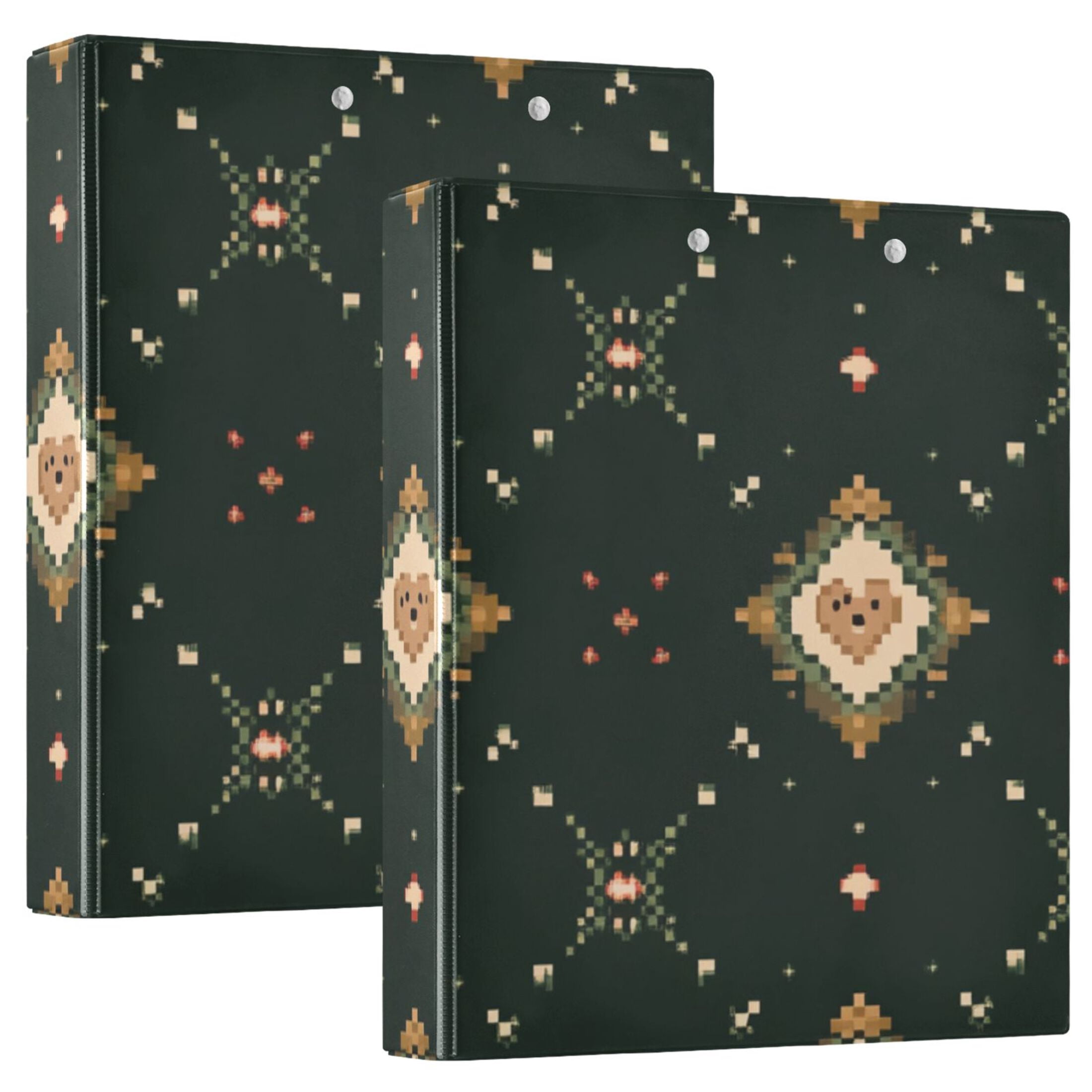 Lattice Hearts 3 Ring Binders 1.5 inch Hardcover File Folders with Interior Pockets A4 Size Organizer for School Office Hospital