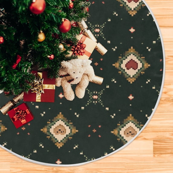 Lattice Hearts Christmas Tree Skirt Xmas Tree Skirt Christmas Decorations Indoor for Holiday Party Decorations