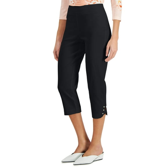 Lattice-Hem Capri Pants Deep Black XS