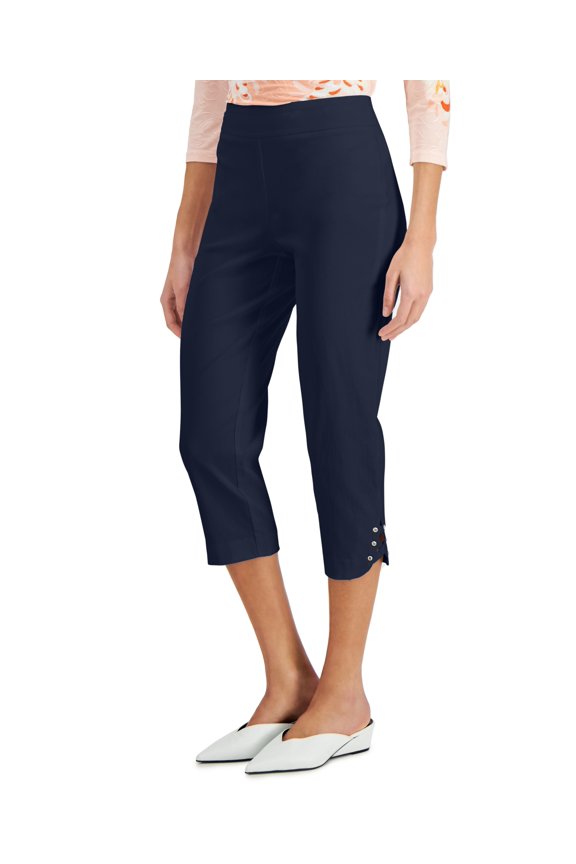 Lattice-Hem Capri Pants Intrepid Blue XS