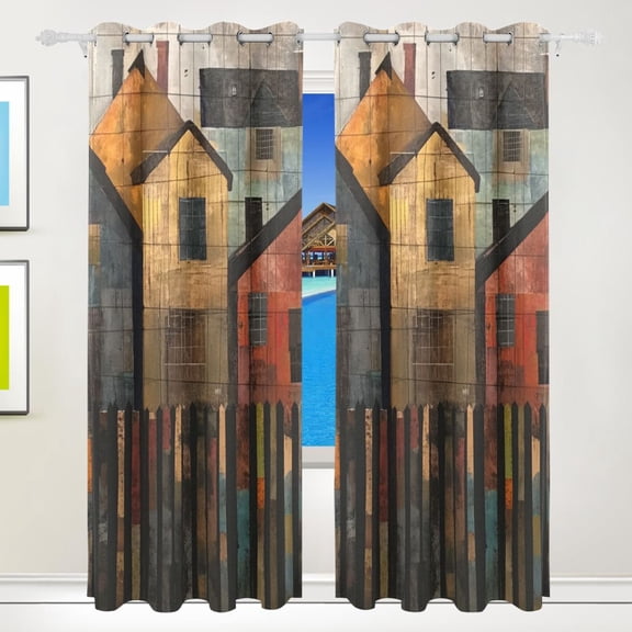 Lattice Houses Curtains Black Out 72 Inch Length Curtains for Sliding Glass Doors Bedroom Living Room 2 Pack