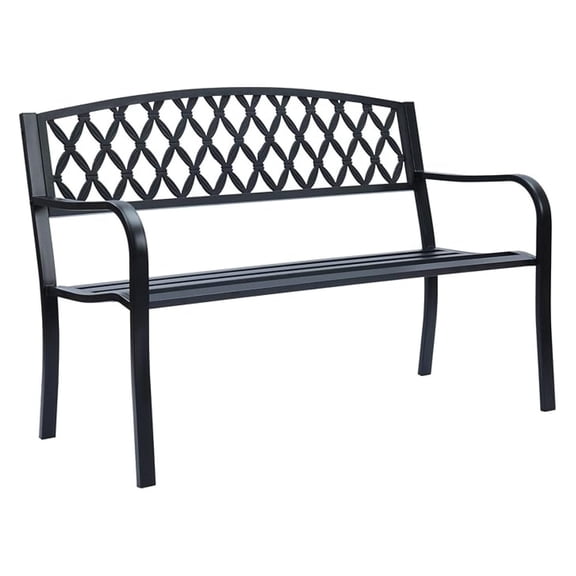Lattice Metal Park Patio , Outdoor in Black for Porch, Lawn, Garden, Deck by