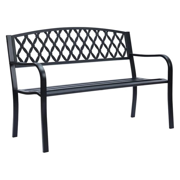 Lattice Metal Park Patio , Outdoor in Black for Porch, Lawn, Garden, Deck by